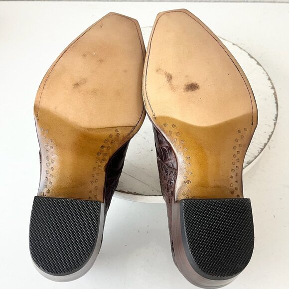 Rod Patrick Womens Brown Loafers 6C Caiman Leather Western Boots Slip On Shoes - Picture 8 of 11